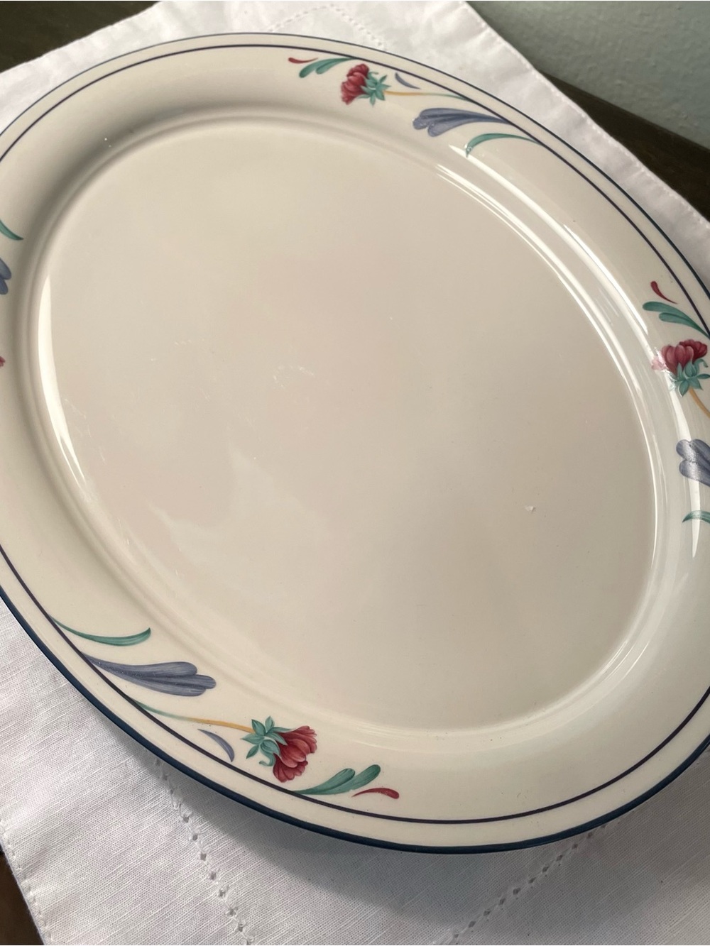 Lenox Poppies on Blue Oval Serving Platter Chinastone Dinnerware China